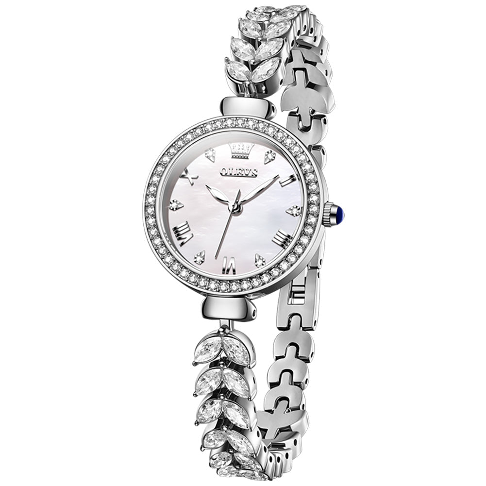 OLEVS 9971 Mermaid Full Diamond Quartz Women's Watch: Waterproof, Luminous, Fully Diamond-Set, Mermaid-Themed Design.